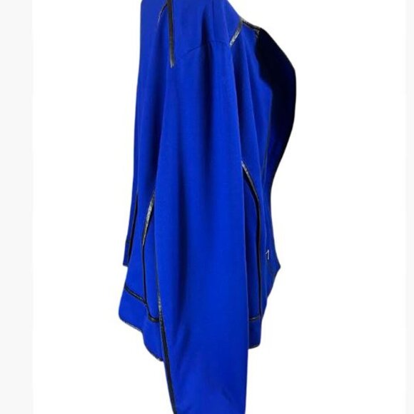 INC Int'l Concepts Cobalt Moto Blazer Jacket with Faux Leather Trim  3X  NWOT - Picture 3 of 10
